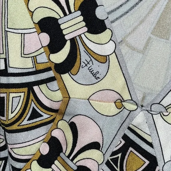 Emilio Pucci Art Deco Patterned Silk Long Sleeve Dress - Picture 3 of 11